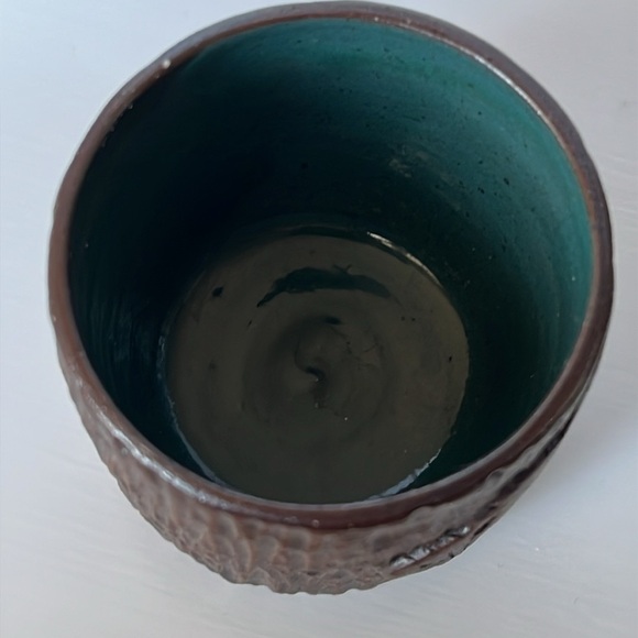 Mohawk Pottery Vase Geometric Design Turtle and Dove 1970s turquoise interior - Picture 6 of 9